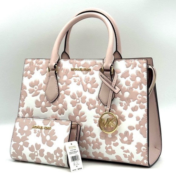 Michael Kors Sheila Medium Floral Print Satchel Bag & Matching Bifold Wallet Set - Picture 2 of 15